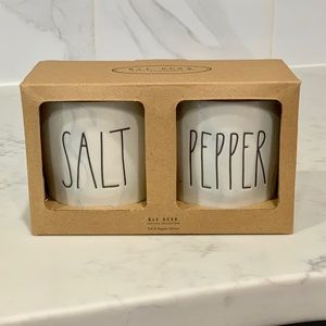 Rae Dunn SALT & PEPPER cellers marble - wooden lid